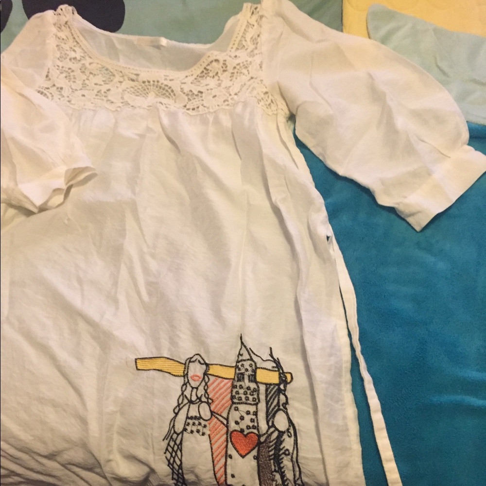 Wizard of Oz white cotton crochet embroidery dress